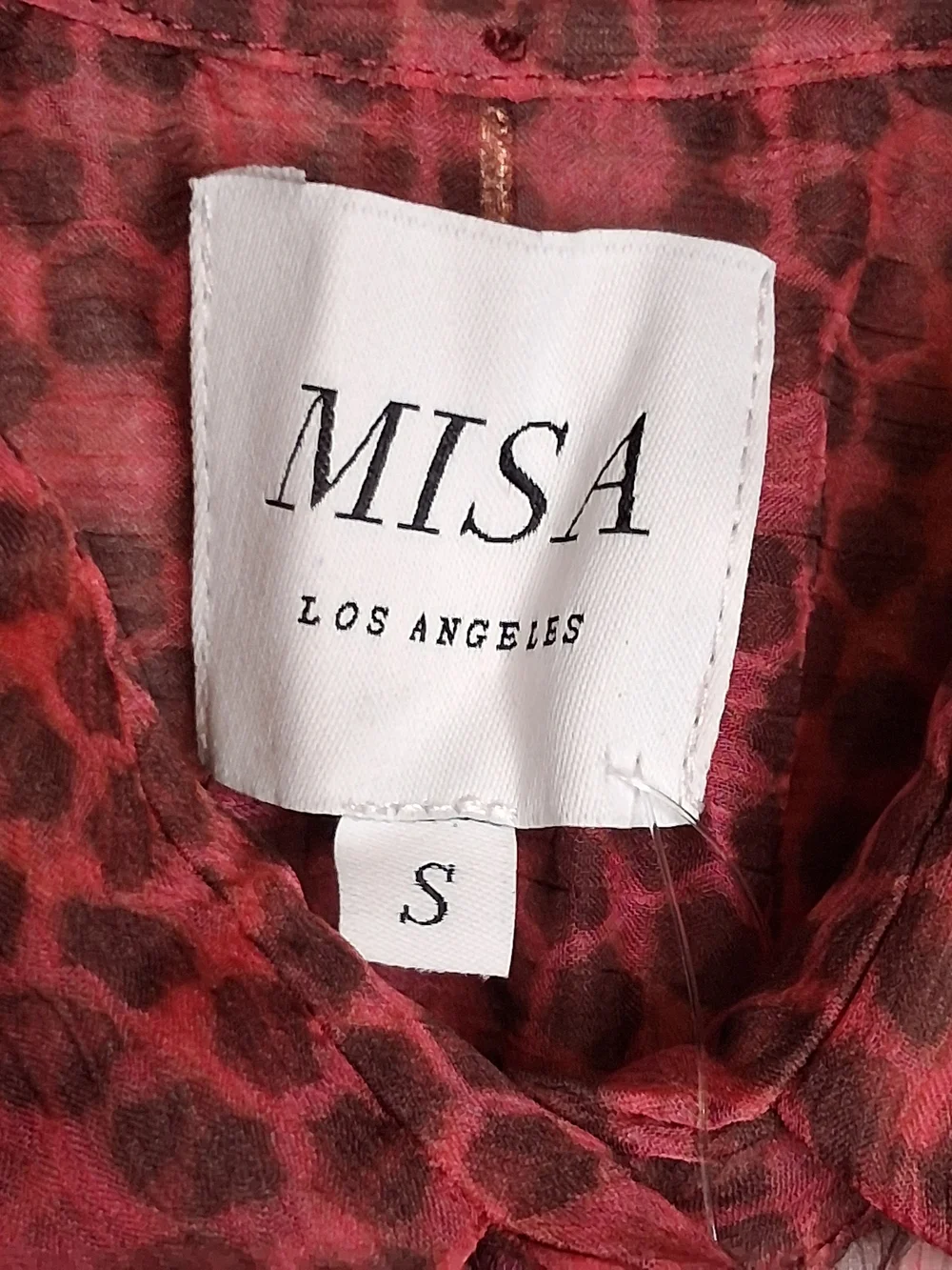 Misa Los Angeles Anika Mini Dress In Cardinal Tile Print S Sheer Chiffon Boho - Picture 7 of 12